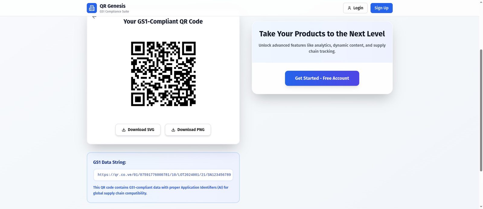 Código QR GS1 Digital Link generado